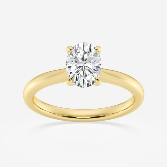 1 ctw Oval Lab Grown Diamond Petite Solitaire Engagement Ring - Picture 3 of 7